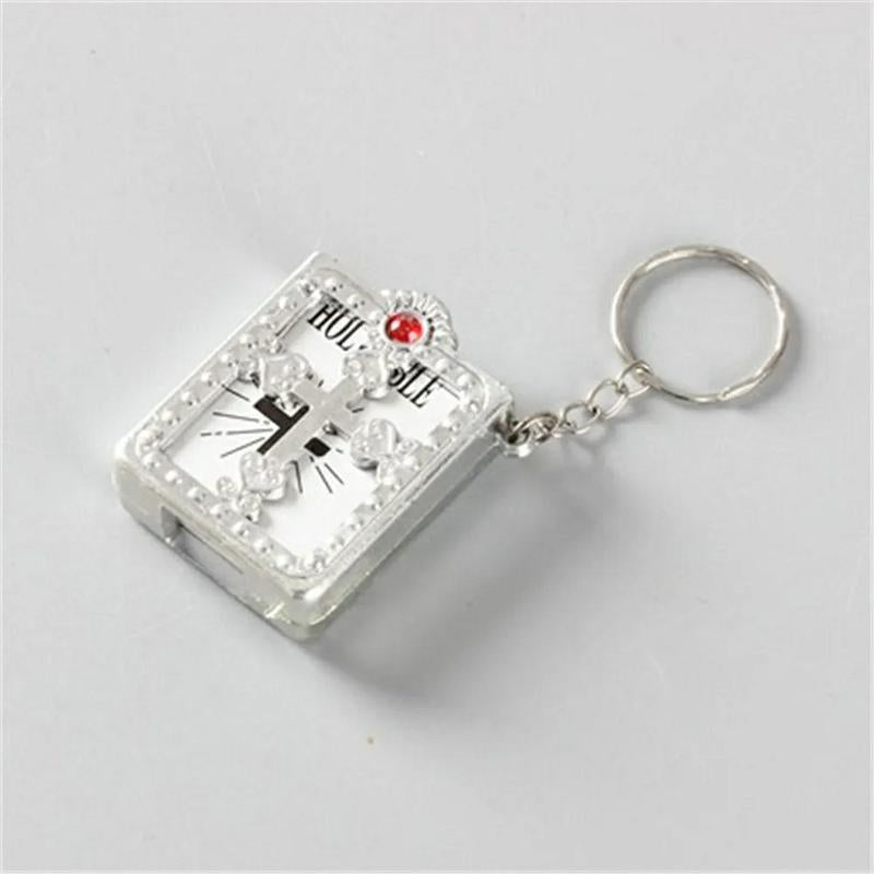 Bible Mini Bible Keychain British Religion Christian Jesus Cross Key Ring Decoration Pendant Christmas Gift